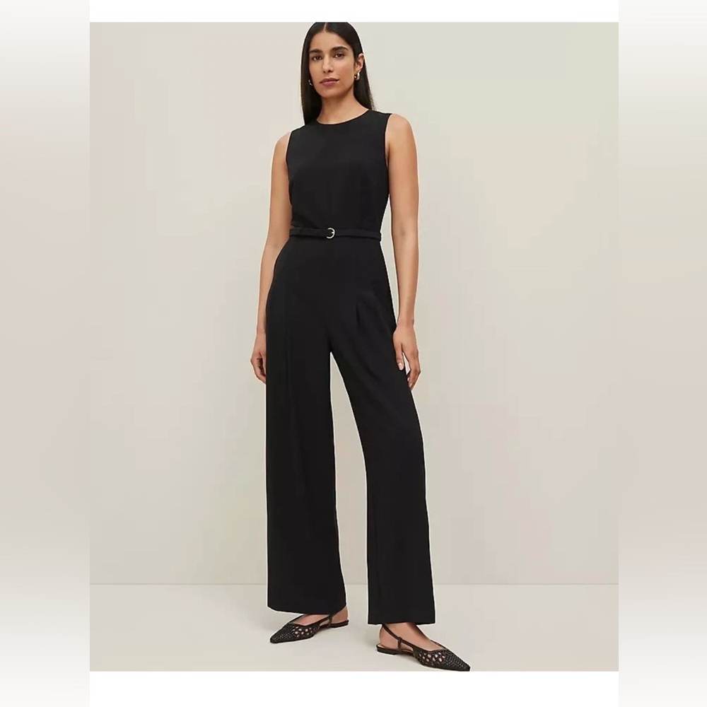 NWT $179 Ann Taylor belted crew neck Jumpsuit sz 6 petite